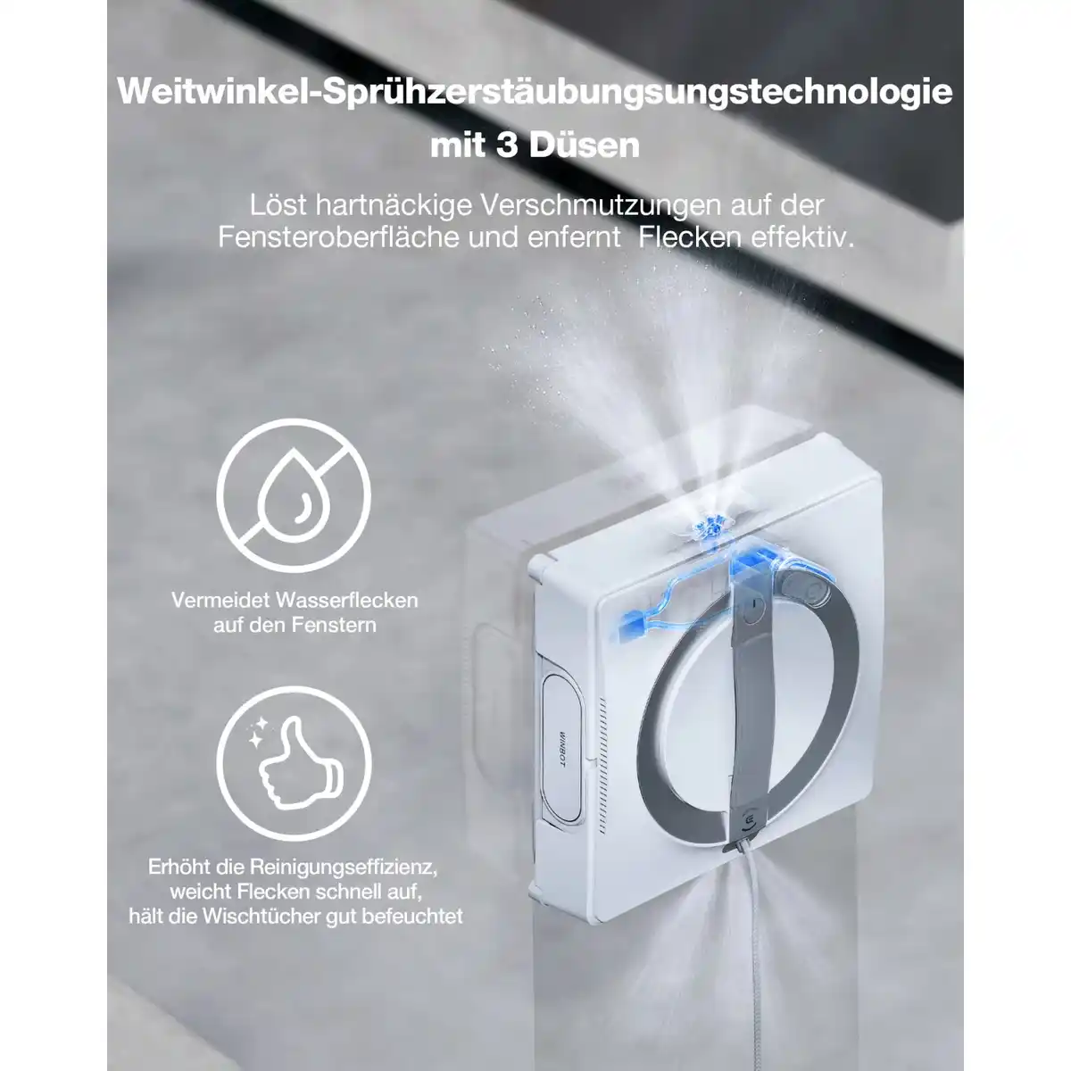 Bild 3 von Ecovacs Winbot W2 Fensterputzroboter mit optimierter Drei-Düsen-Weitwinkel-Sprühtechnologie
