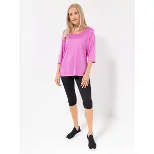 JERYMOOD HOMEWEAR Shirt, 3/4-Arm V-Ausschnitt Ziernaht vorne Seitenschlitze