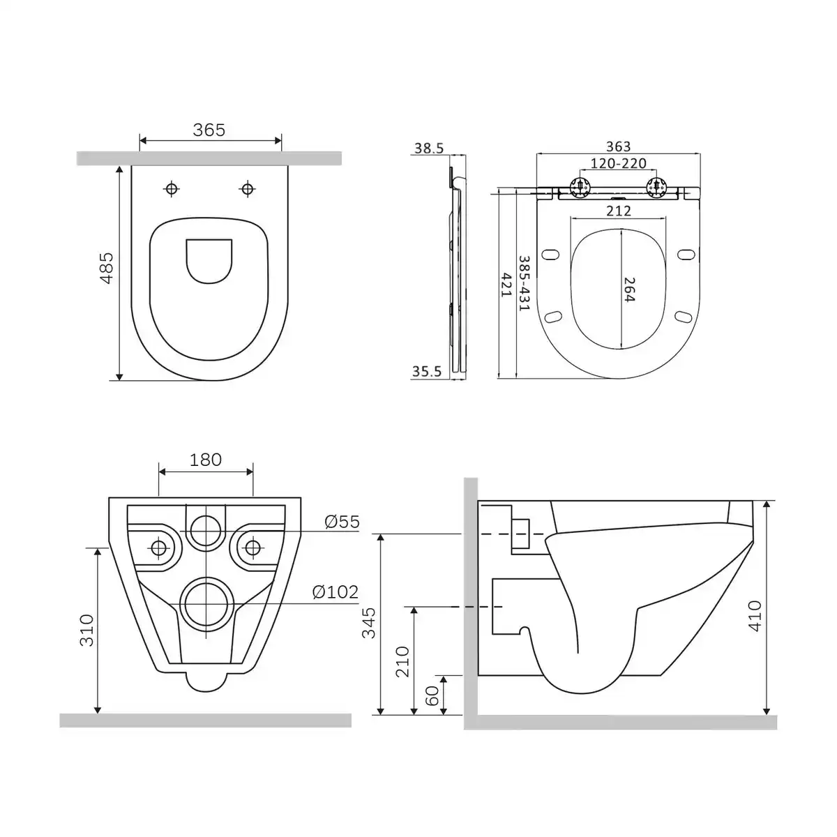 Bild 2 von AM.PM Wand-WC mit Softclosing-Sitzabdeckung Spirit V2.0 Spülrandlos, Toilette, Hänge WC, CSB1700SC FlashClean