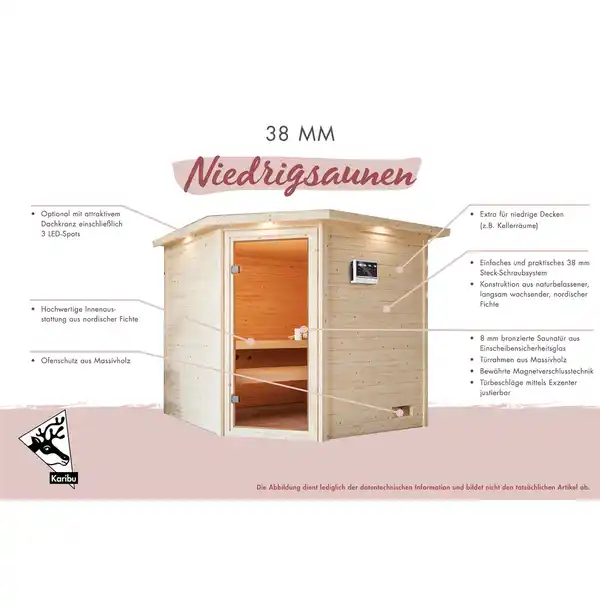 Bild 4 von Karibu Sauna Selena mit Ofen intergrierte Stg.Natur