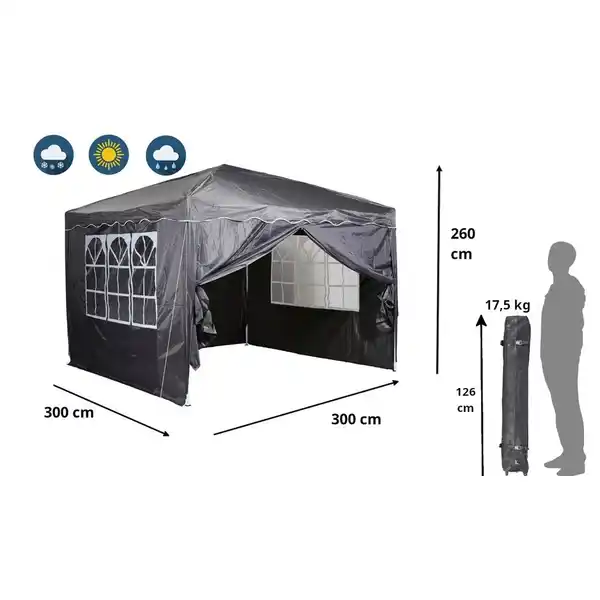 Bild 4 von CHILLROI Faltpavillon mit 300 x 300 cm Dachfläche in Anthrazit Wasserdicht