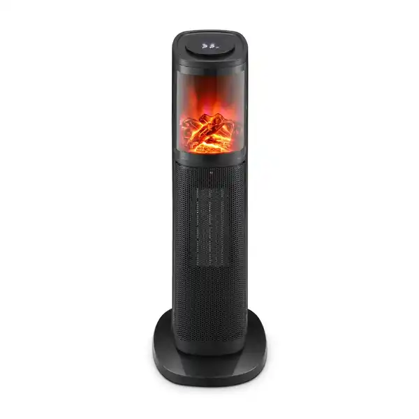 Bild 1 von TroniTechnik Turmheizer Keramikelement Heizgerät Flammeneffekt Oszillation 2000W Schwarz