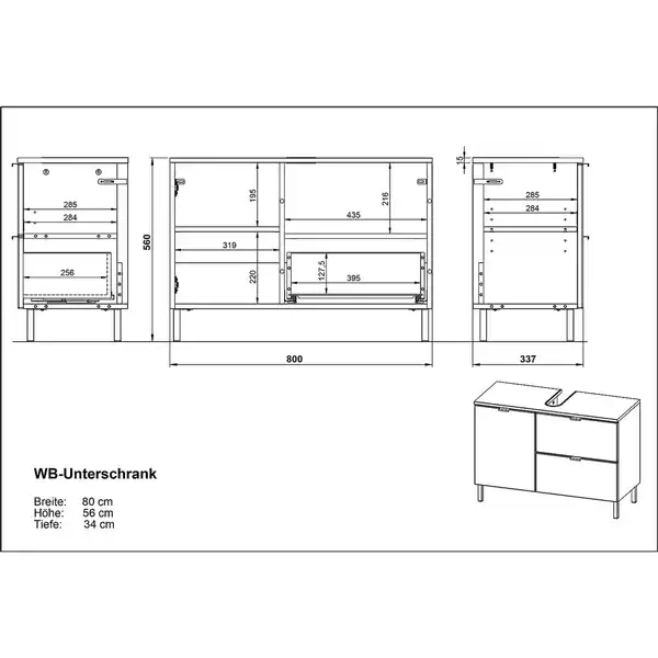 Bild 4 von Germania Waschbeckenunterschrank GW-MAURESA Weiß 80 cm