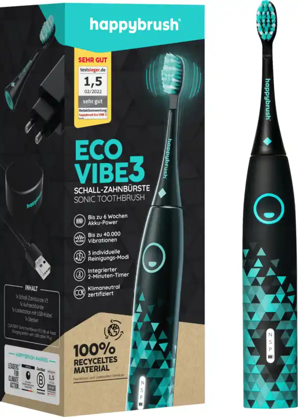 Bild 1 von happybrush Schallzahnbürste Sonic Typ Eco Vibe 3 Starterset