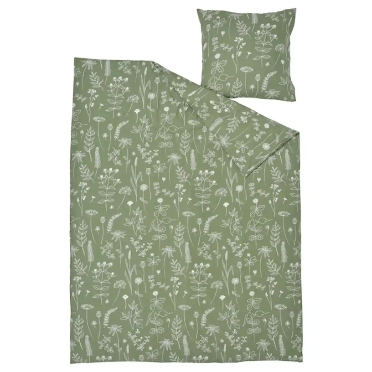Bild 4 von SLÅNGULDMAL Bettwäsche-Set, 2-teilig, grün/Blumenmuster 140x200/80x80 cm