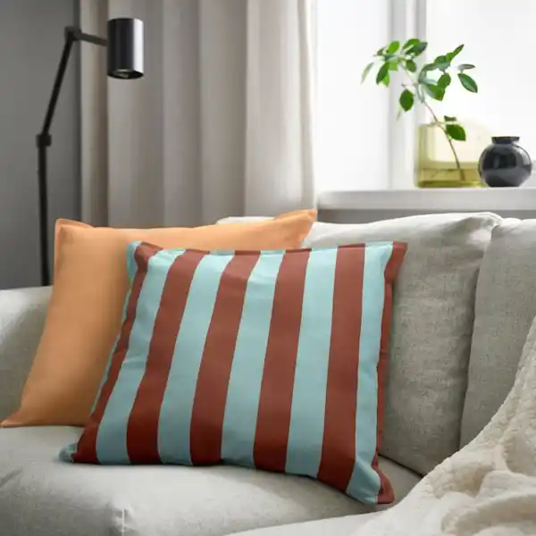 Bild 2 von GURLI Kissenbezug, blau/braun Streifen 50x50 cm