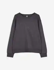 Damen Sweatshirt - Zierperlen - dunkelgrau