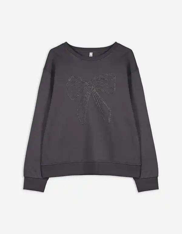 Bild 1 von Damen Sweatshirt - Zierperlen - dunkelgrau