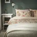 Bild 2 von NÄSSELKLOCKA Bettwäsche-Set, 3-teilig, helles Graubeige/bunt 240x220/80x80 cm