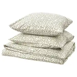 SORGMANTEL Bettwäsche-Set, 3-teilig, weiß/grün 240x220/80x80 cm