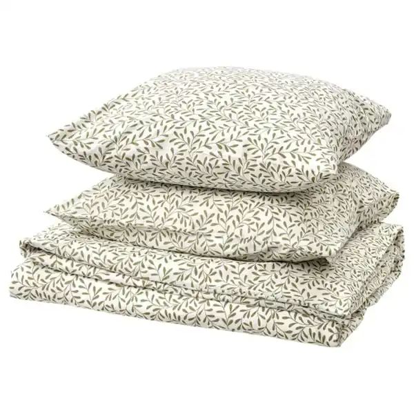 Bild 1 von SORGMANTEL Bettwäsche-Set, 3-teilig, weiß/grün 240x220/80x80 cm