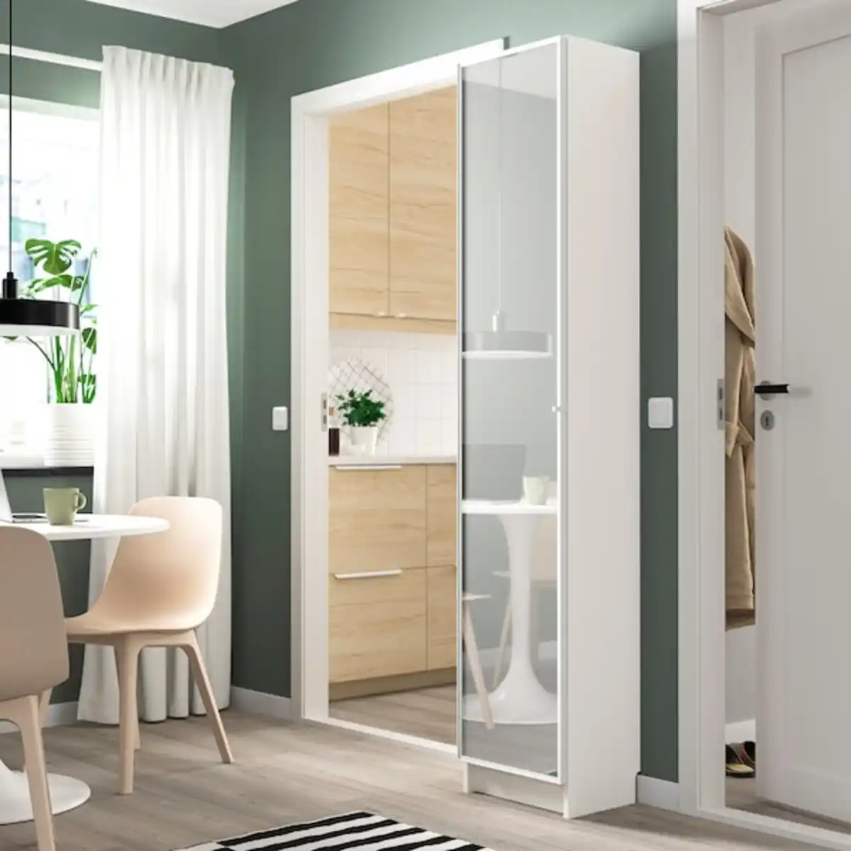 Bild 4 von BILLY / HÖGBO Regalkombination mit Vitrinentüren, weiß 40x30x202 cm