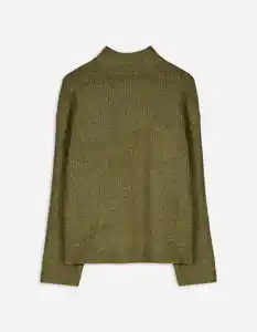 Damen Strickpullover - Mockneck - grün