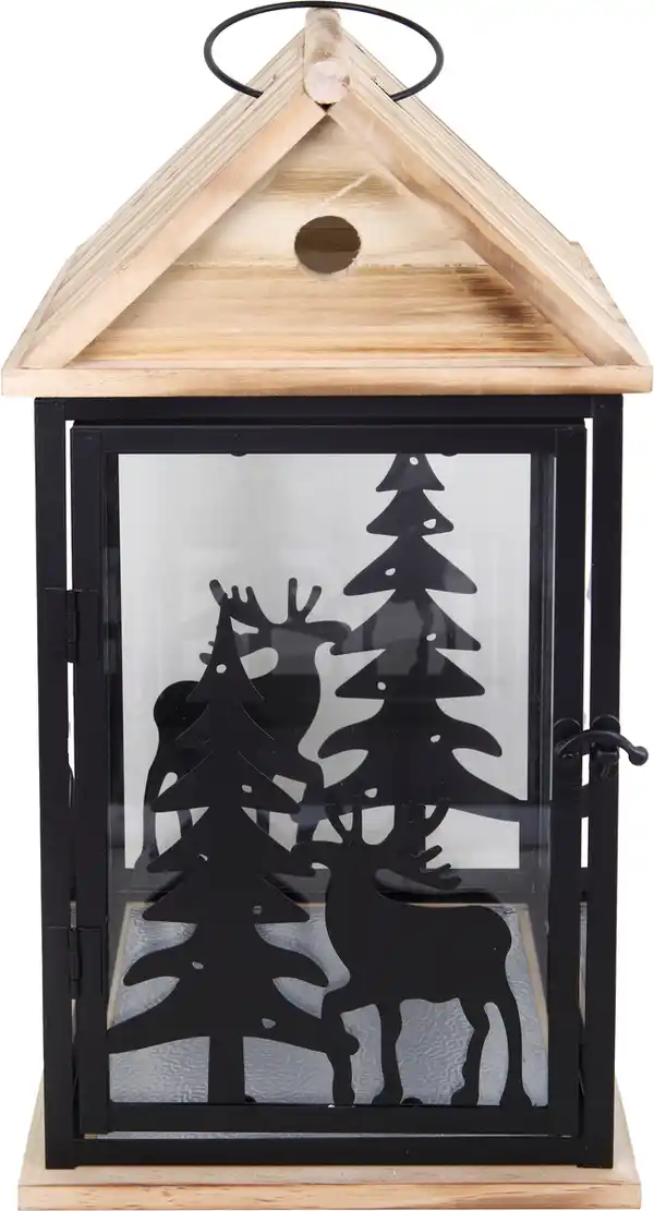 Bild 1 von TrendLine Deko Holz Laterne Winter 40 x 21 x 21 cm schwarz