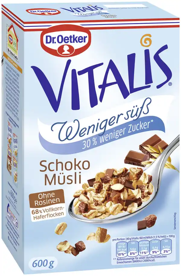 Bild 1 von Dr.Oetker Vitalis Schoko Müsli weniger süß 600G