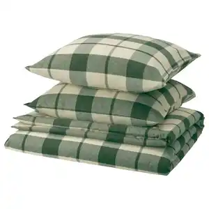 BESKSÖTEMAL Bettwäsche-Set, 3-teilig, grün/Karo 240x220/80x80 cm