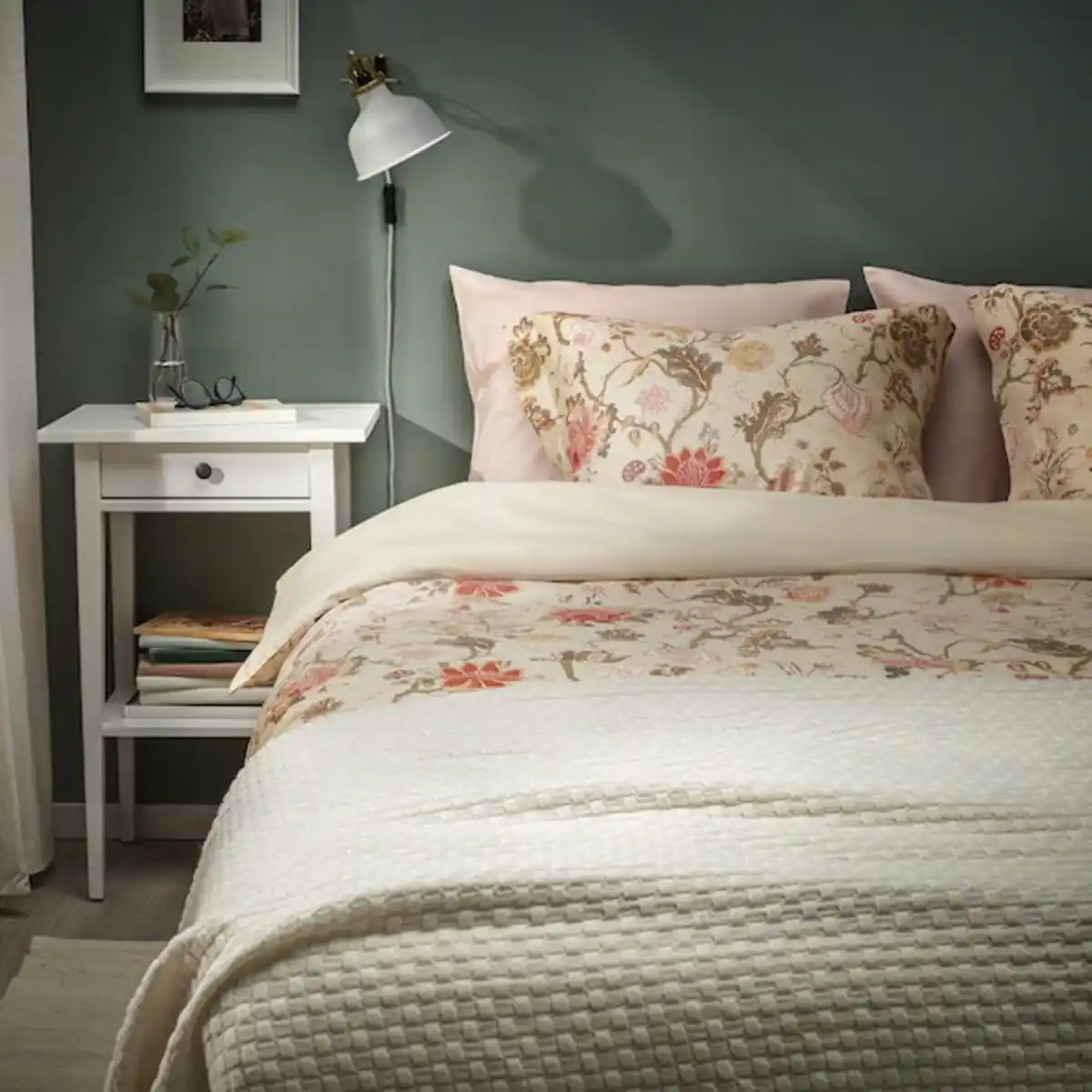 Bild 2 von NÄSSELKLOCKA Bettwäsche-Set, 2-teilig, helles Graubeige/bunt 140x200/80x80 cm