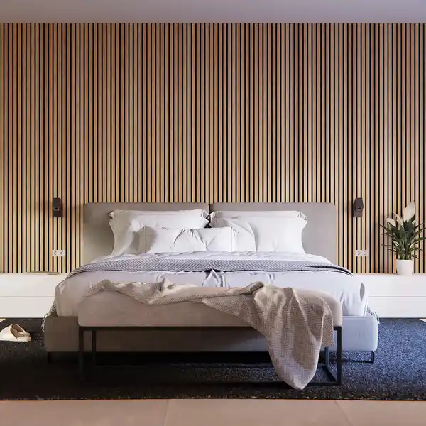 Bild 4 von Akustikpaneel Wandverkleidung Eiche Natur MDF Akustikfilz Schwarz 240 cm FSC®