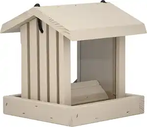 Patkar Vogelfutterhaus Kiefernholz mit Futtersilo 18 x 17 x 17 cm beige