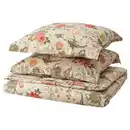 Bild 1 von NÄSSELKLOCKA Bettwäsche-Set, 3-teilig, helles Graubeige/bunt 240x220/80x80 cm