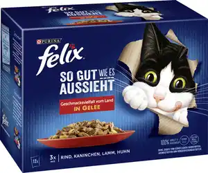 Felix Geschmacksvielfalt vom Land in Gelee Katzenfutter 12 x 85gn