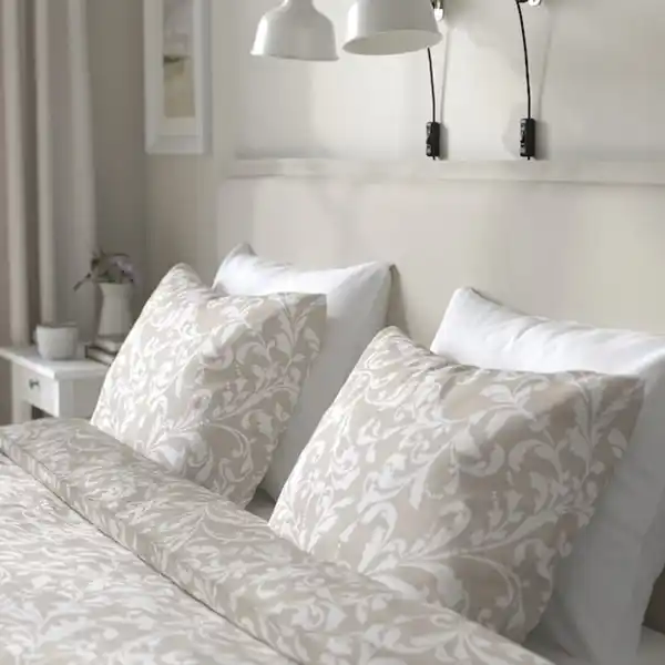 Bild 4 von TÄRNKULLEN Bettgestell+Federholzra, gepolstert, Vissle beige 180x200 cm