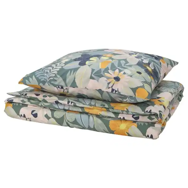 Bild 1 von FÄLTGRÄSMOTT Bettwäsche-Set, 2-teilig, bunt/Blumenmuster 155x220/80x80 cm