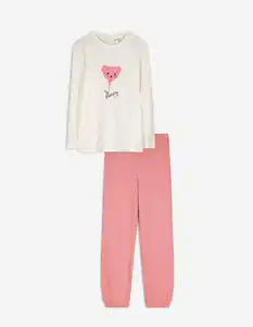 Kinder Pyjama Set aus Shirt und Hose - Print - bronzefarben