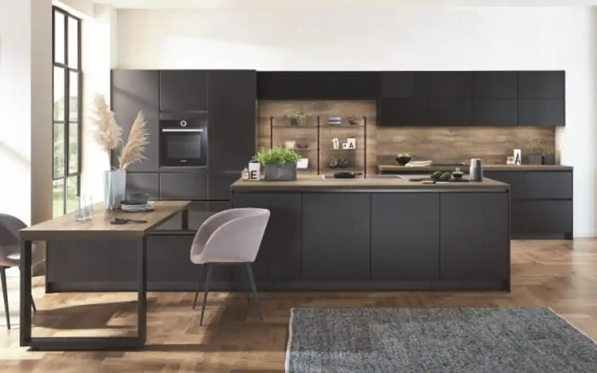 Bild 1 von Nobilia - Einbauküche Esilia, graphitschwarz, inkl. AEG Elektrogeräte