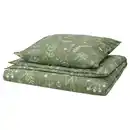Bild 1 von SLÅNGULDMAL Bettwäsche-Set, 2-teilig, grün/Blumenmuster 140x200/80x80 cm