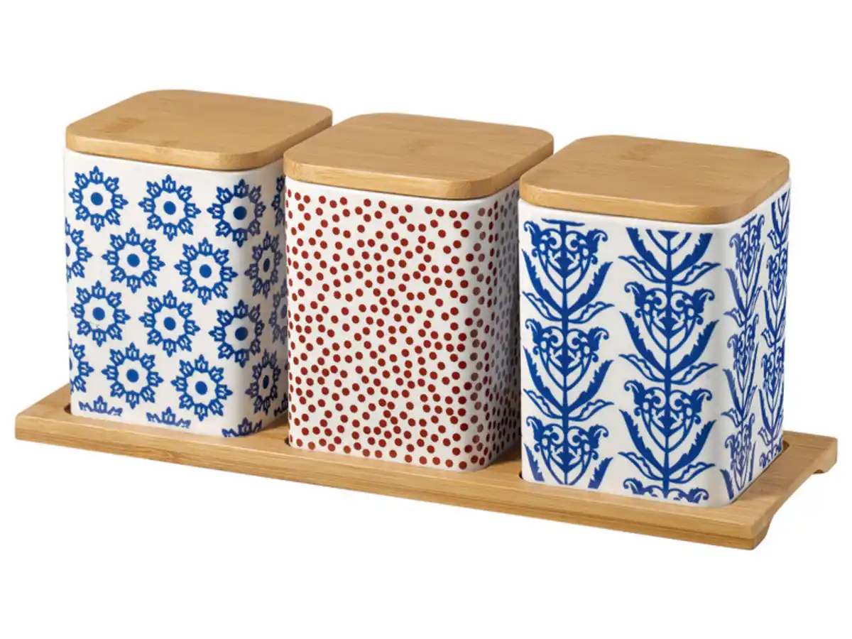 Bild 1 von Esmeyer Aufbewahrungsdosen mit Bambus-Tablett, 3er Set