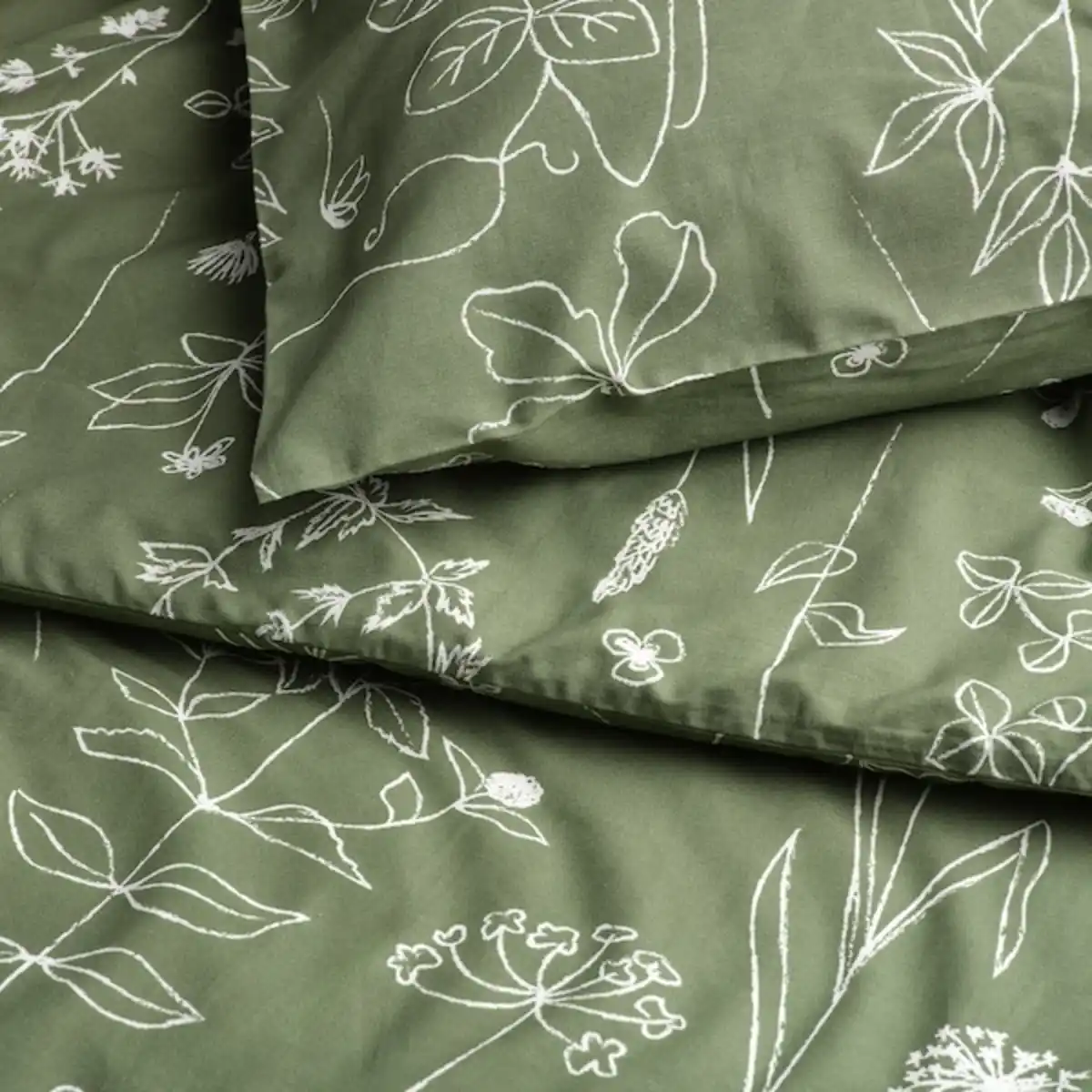 Bild 2 von SLÅNGULDMAL Bettwäsche-Set, 2-teilig, grün/Blumenmuster 140x200/80x80 cm