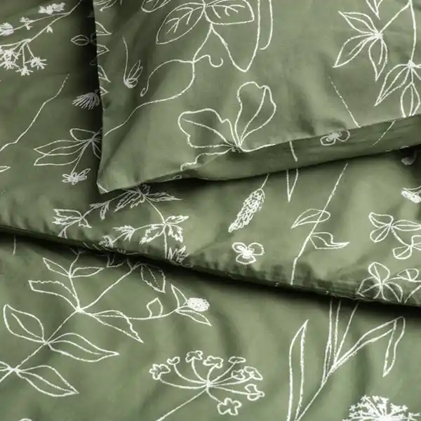 Bild 2 von SLÅNGULDMAL Bettwäsche-Set, 2-teilig, grün/Blumenmuster 140x200/80x80 cm