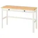 Bild 1 von HEMNES Schreibtisch mit 2 Schubladen, weiß gebeizt/hellbraun 120x47 cm