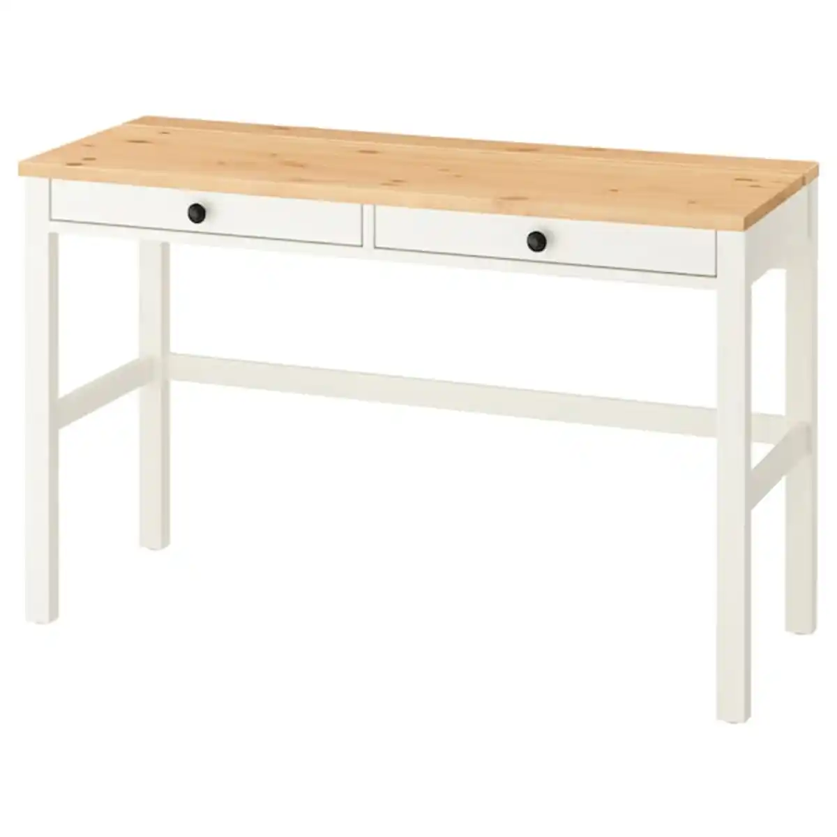 Bild 1 von HEMNES Schreibtisch mit 2 Schubladen, weiß gebeizt/hellbraun 120x47 cm