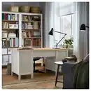 Bild 2 von HEMNES Schreibtisch, weiß gebeizt/hellbraun 155x65 cm
