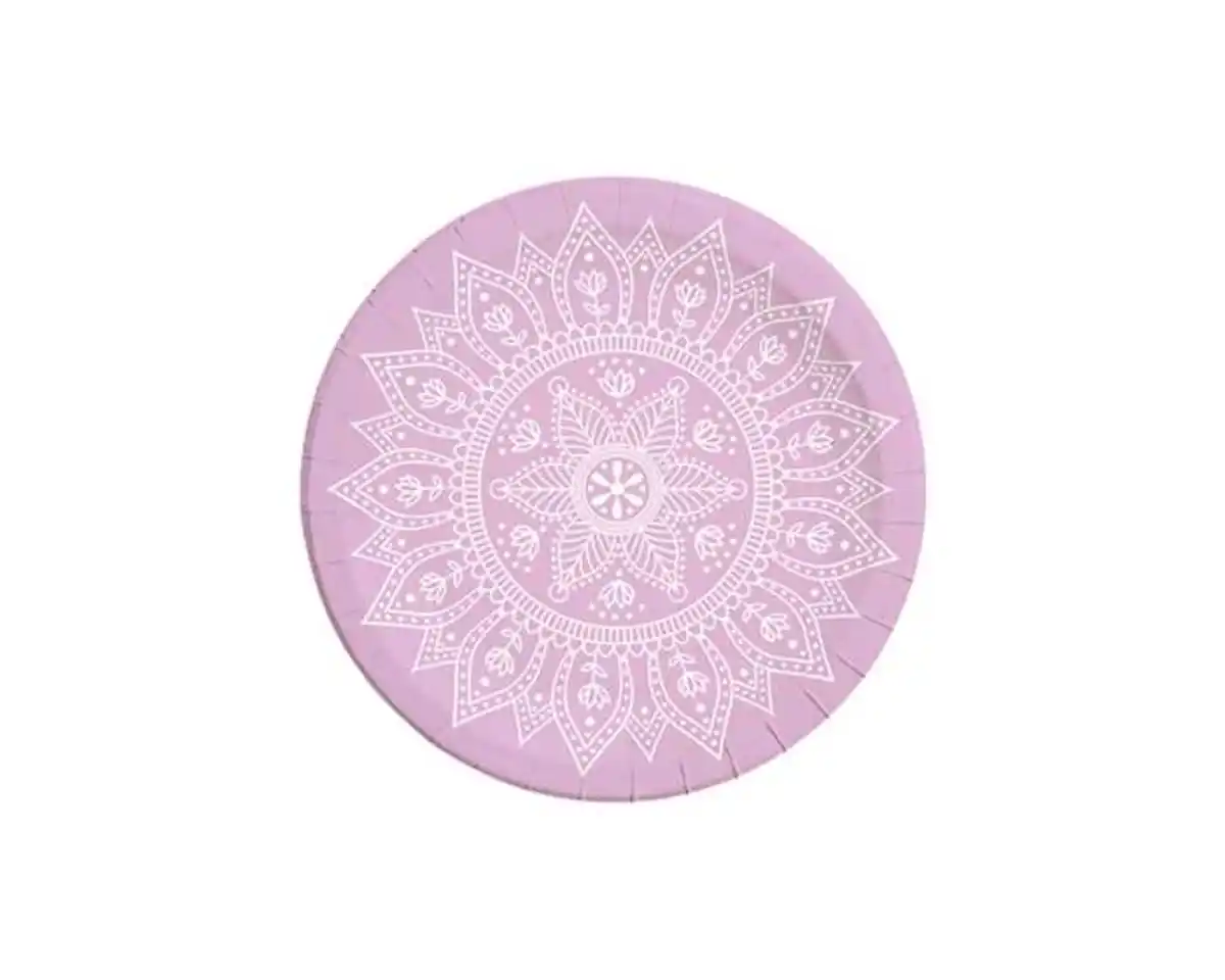 Bild 1 von Pappteller 8er D=23cm Mandala mauve