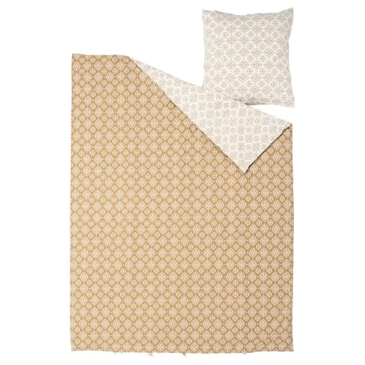 Bild 4 von ORMÄNGSFLY Bettwäsche-Set, 2-teilig, gelbbeige/weiß 140x200/80x80 cm