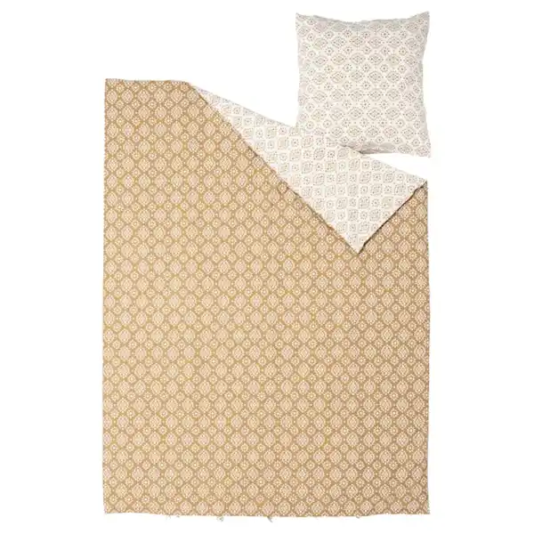 Bild 4 von ORMÄNGSFLY Bettwäsche-Set, 2-teilig, gelbbeige/weiß 140x200/80x80 cm