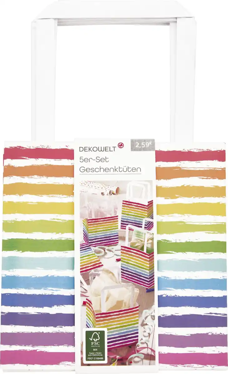 Bild 1 von DEKOWELT GJ 5er Set Geschenktüten bunt