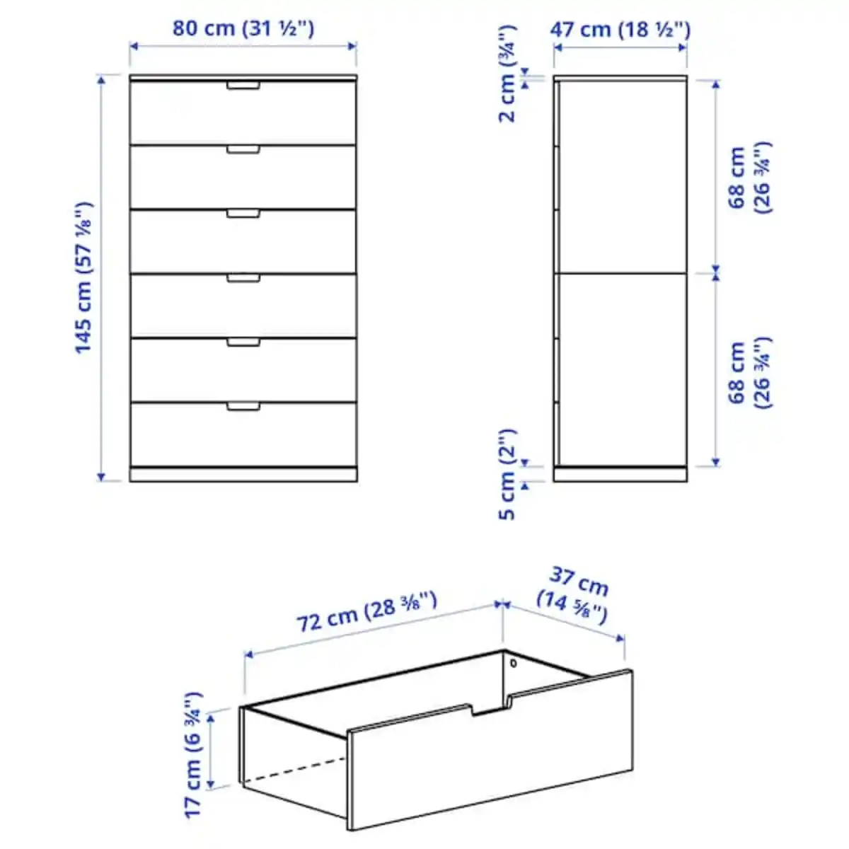 Bild 4 von NORDLI Kommode mit 6 Schubladen, weiß 80x145 cm