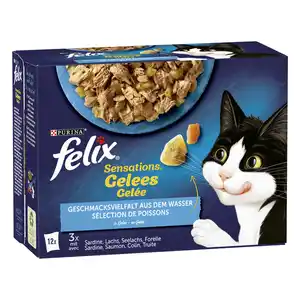 Felix Sensations Geschmacksvielfalt vom Wasser Katzenfutter 12 x 85g