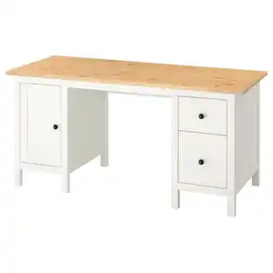 HEMNES Schreibtisch, weiß gebeizt/hellbraun 155x65 cm