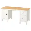 Bild 1 von HEMNES Schreibtisch, weiß gebeizt/hellbraun 155x65 cm