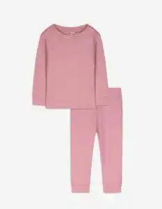 Baby Set aus Langarmshirt und Hose - Rippenstruktur - pink