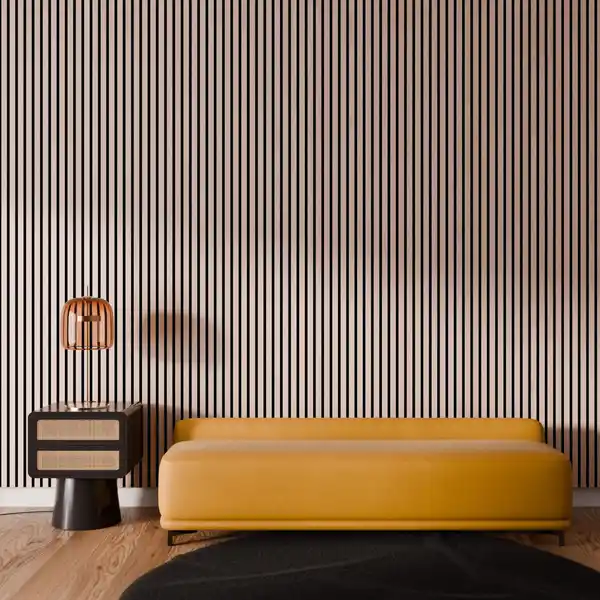 Bild 3 von Akustikpaneel Wandverkleidung Eiche Natur MDF Akustikfilz Schwarz 240 cm FSC®