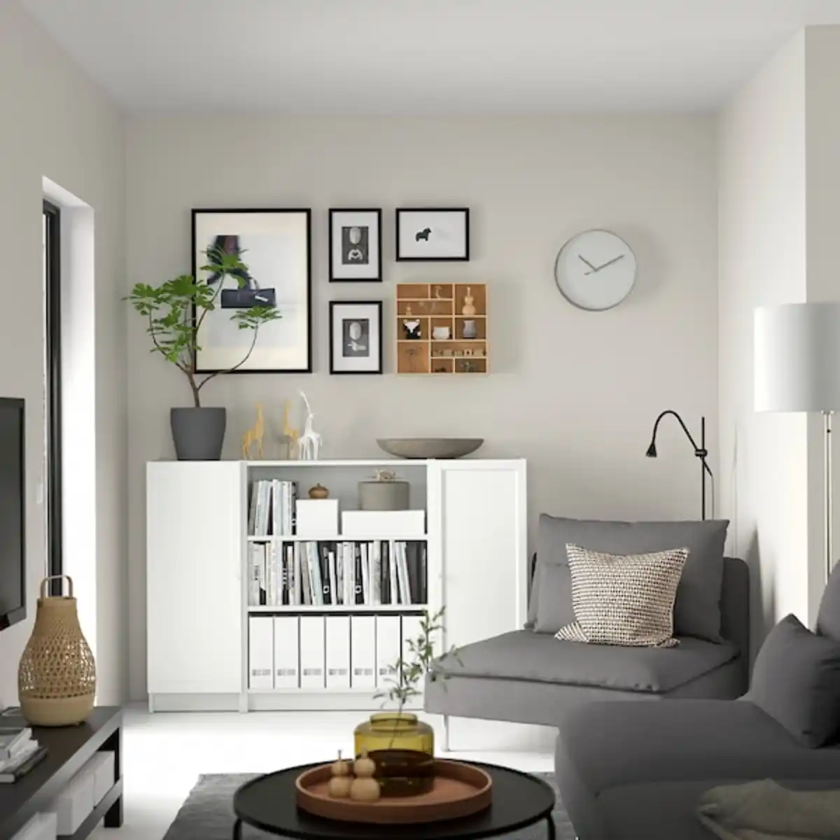 Bild 2 von BILLY / OXBERG Regalkomb. mit Türen, weiß 160x106 cm