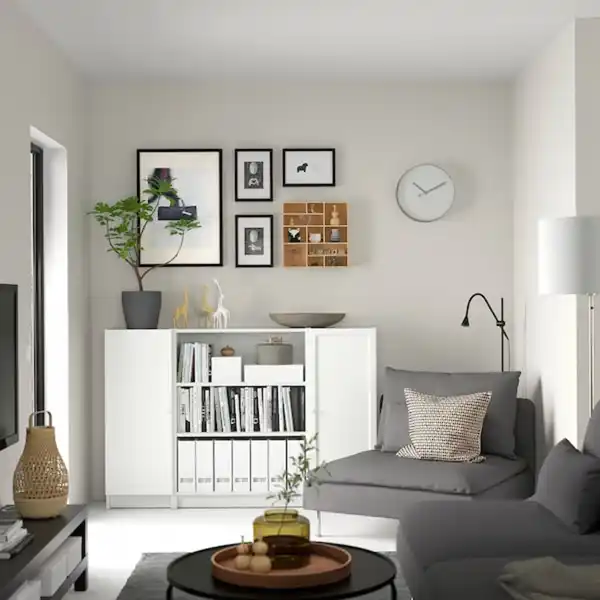 Bild 2 von BILLY / OXBERG Regalkomb. mit Türen, weiß 160x106 cm