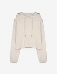 Damen Hoodie - Kapuze mit Tunnelzug - beige