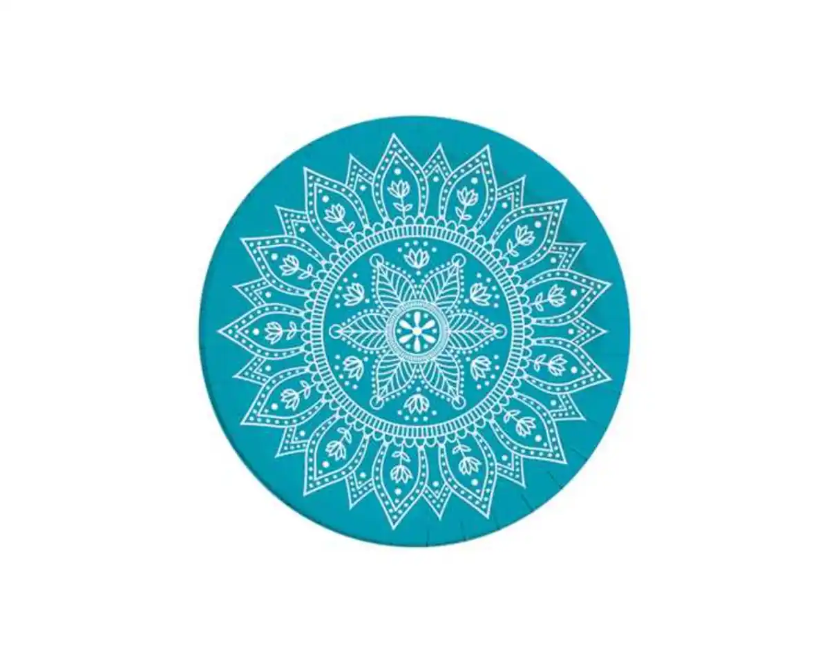 Bild 1 von Pappteller 8er D=23cm Mandala petrol